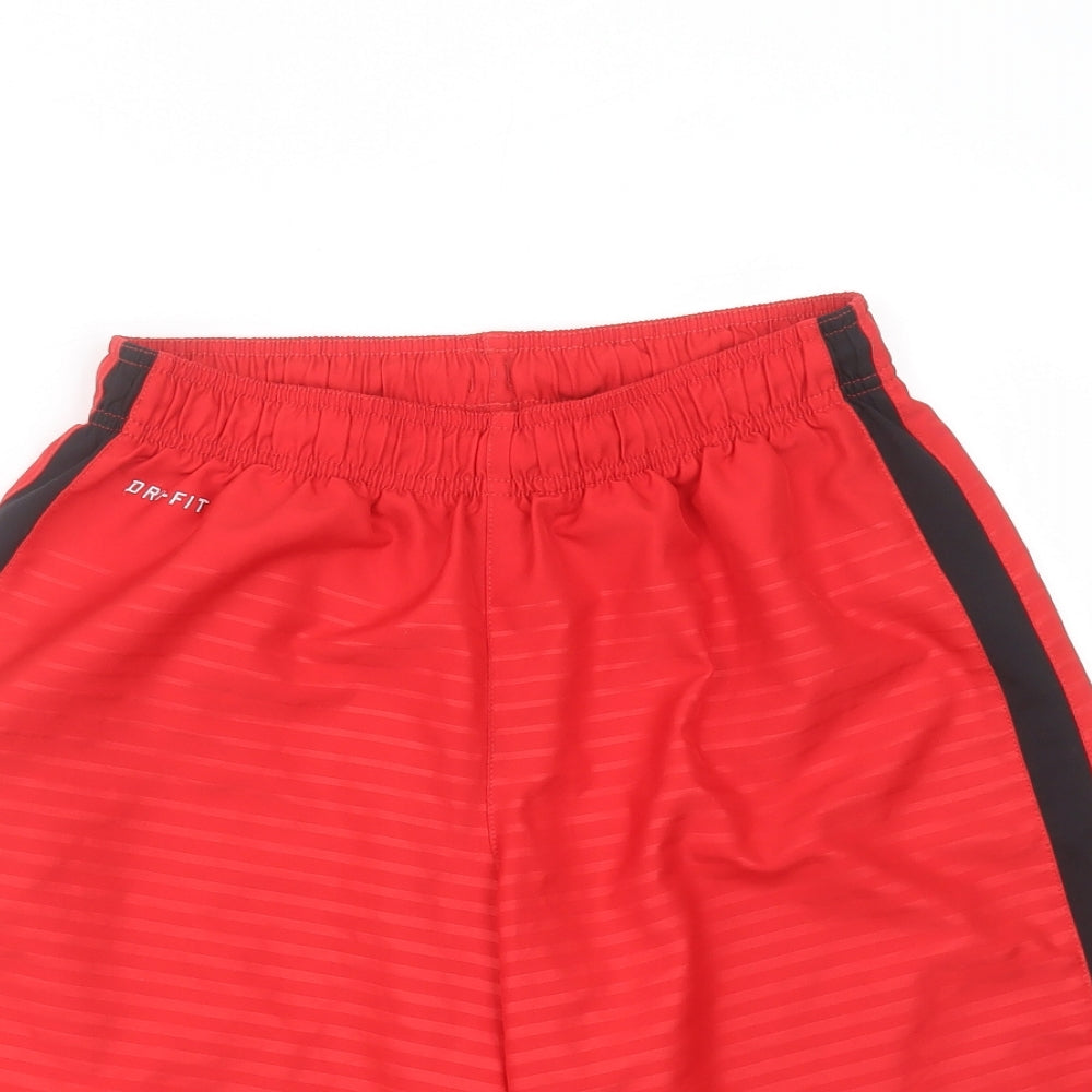 Nike Mens Red Striped Polyester Bermuda Shorts Size M L10 in Regular Drawstring