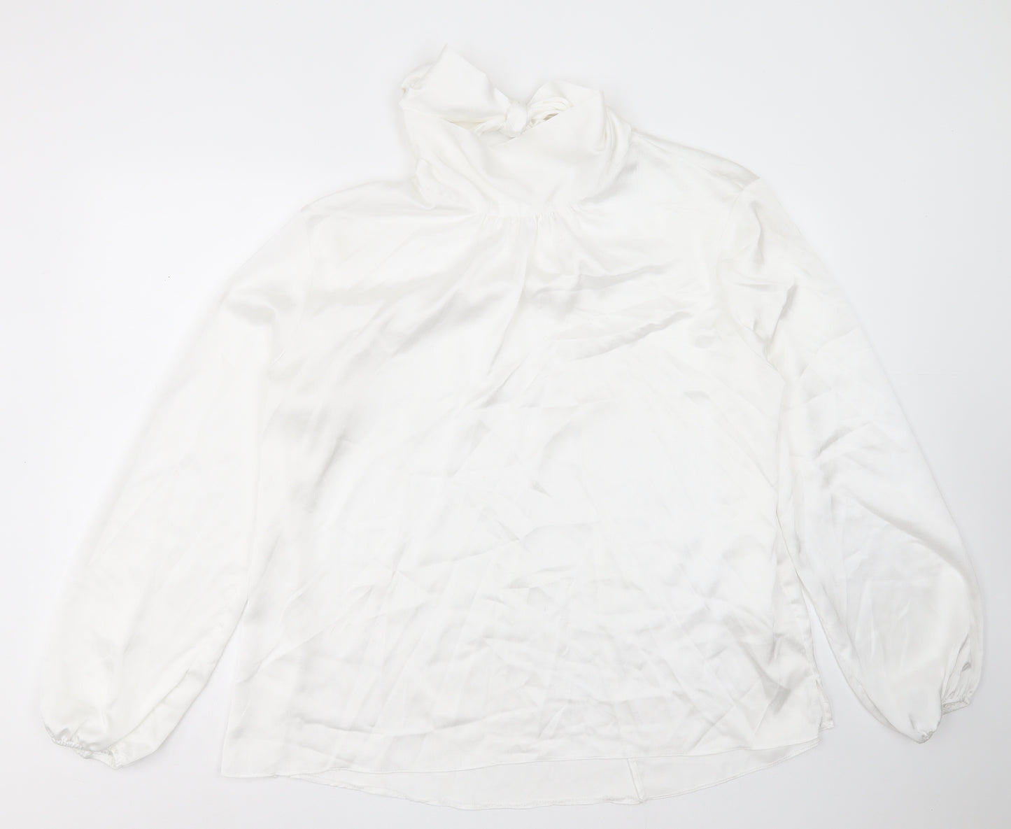Dorothy Perkins Womens White  Polyester Basic Blouse Size 22 Round Neck