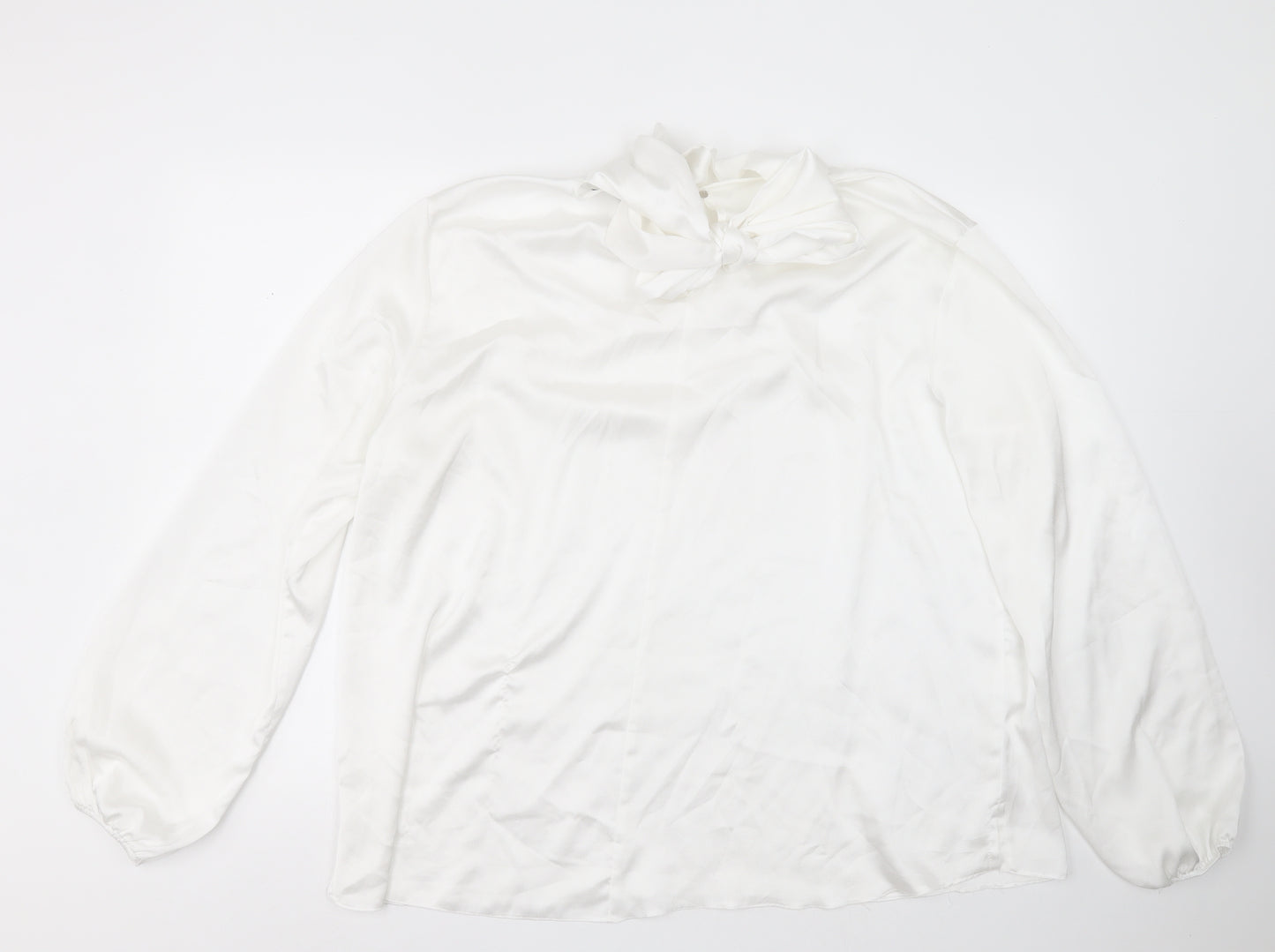 Dorothy Perkins Womens White  Polyester Basic Blouse Size 22 Round Neck