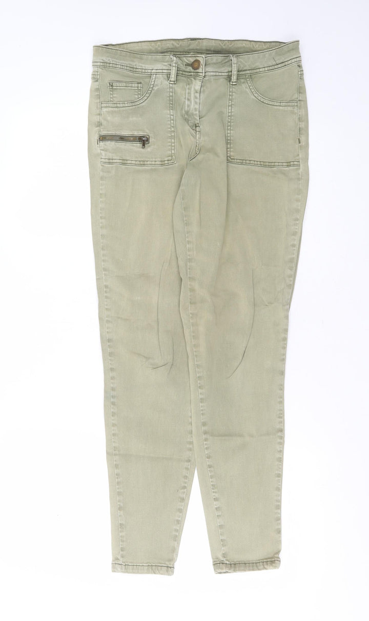 Preworn Womens Green  Cotton Skinny Jeans Size 30 in L28 in Extra-Slim