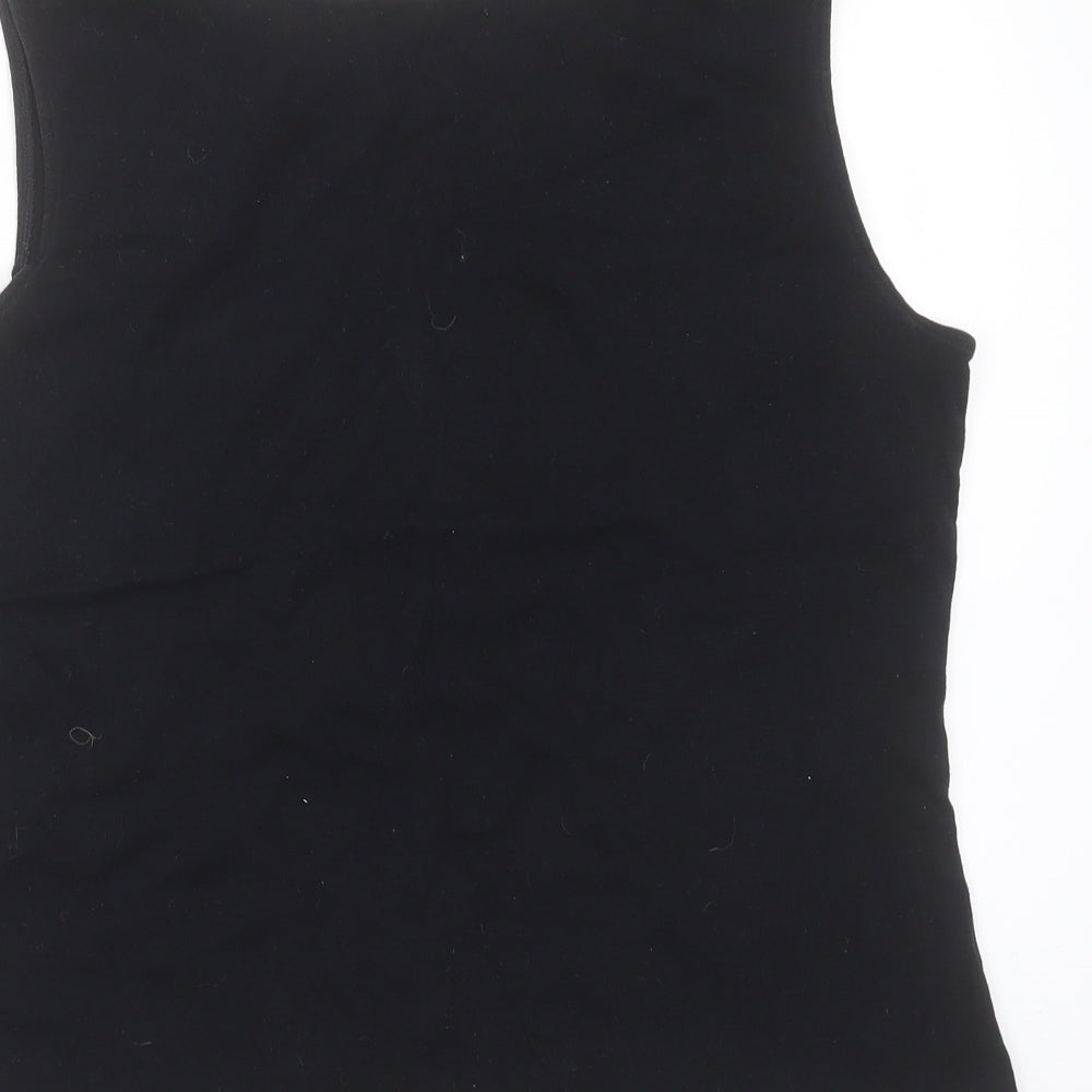 Marks and Spencer Womens Black  Cotton Basic T-Shirt Size 18 Round Neck