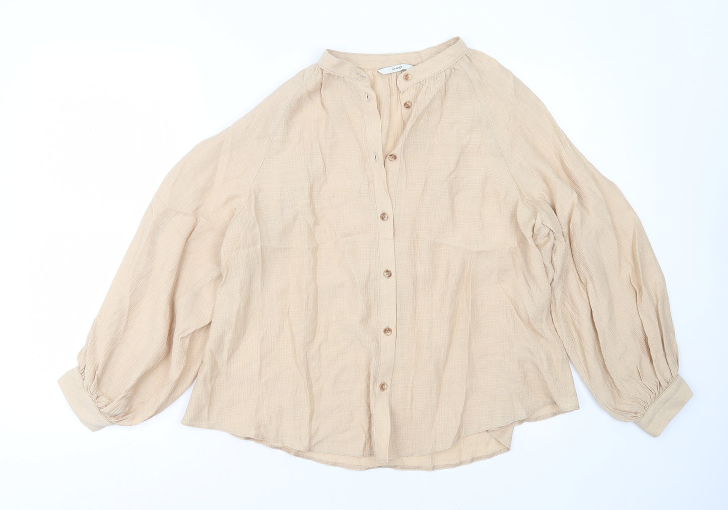 George Womens Beige  Viscose Basic Blouse Size 14 Round Neck