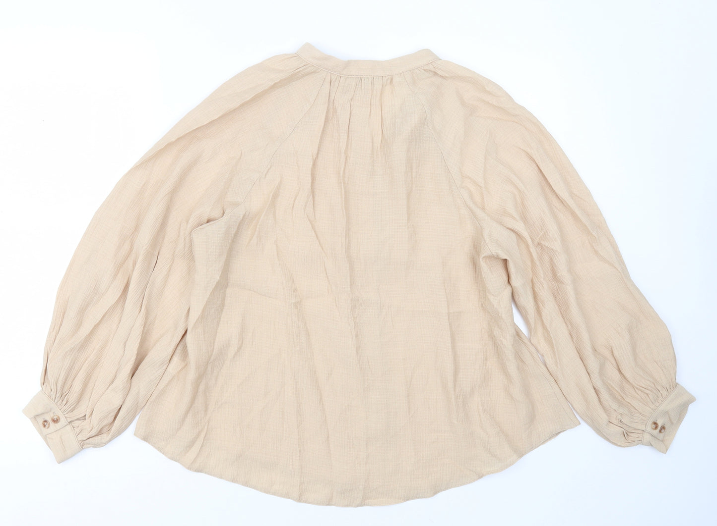 George Womens Beige  Viscose Basic Blouse Size 14 Round Neck