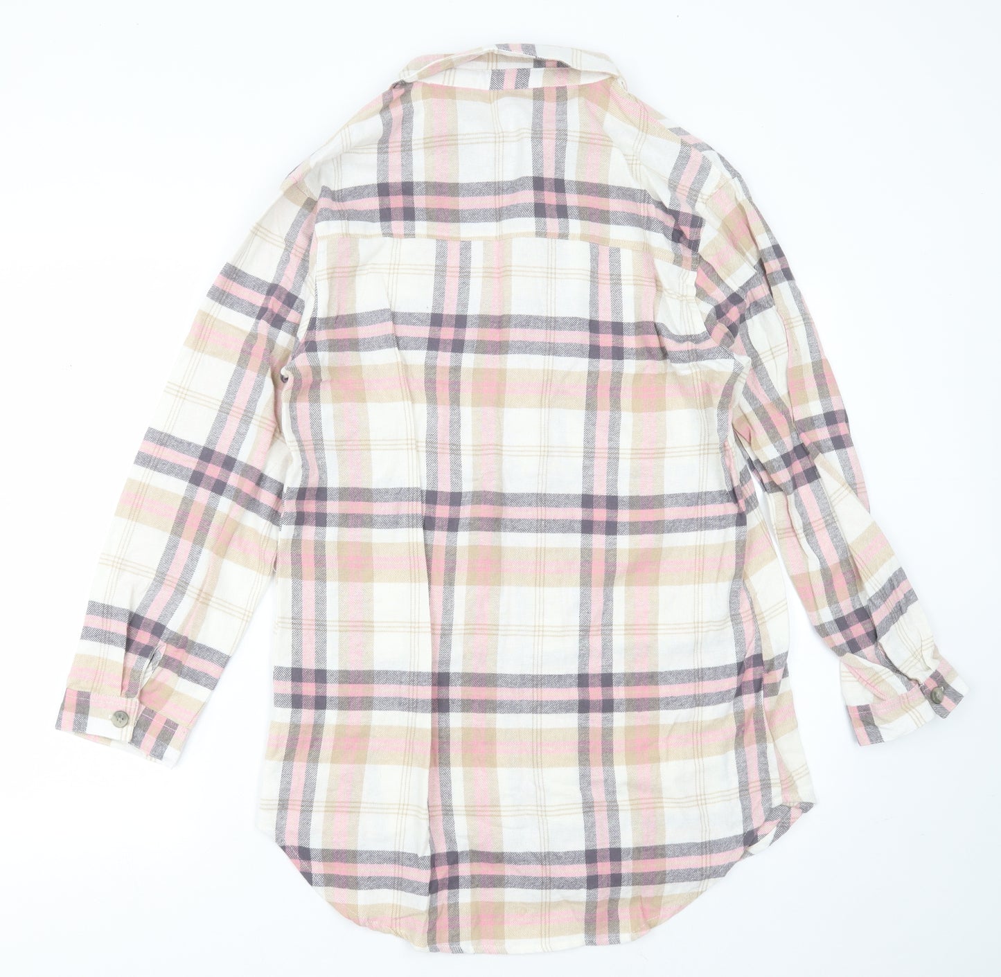 Primark Girls Ivory Check Cotton Top Nightshirt Size 13-14 Years  Button