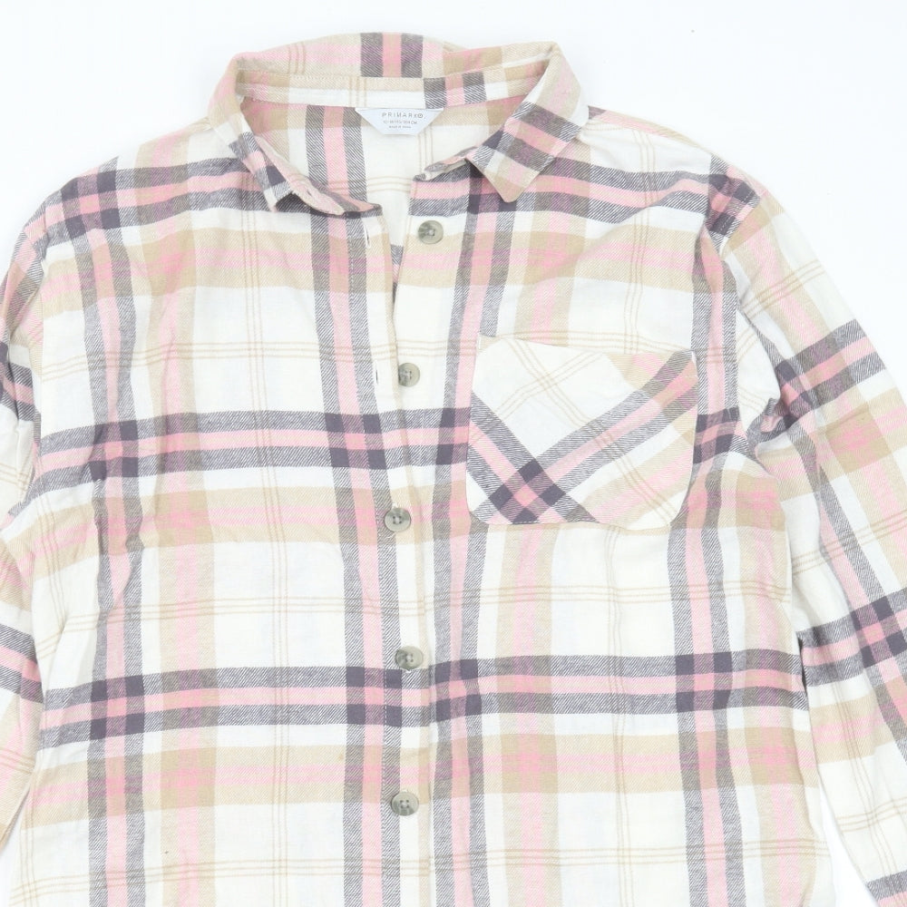 Primark Girls Ivory Check Cotton Top Nightshirt Size 13-14 Years  Button