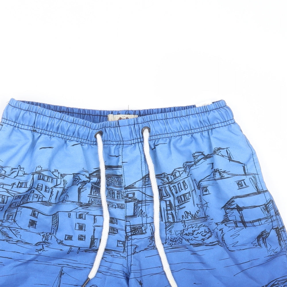 Easy Surf Mens Blue  Polyester Bermuda Shorts Size S L7 in Regular Drawstring - harbour print swim short