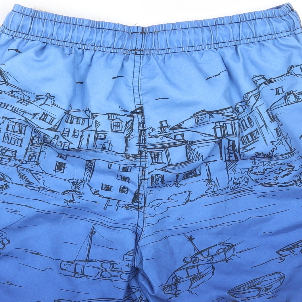 Easy Surf Mens Blue  Polyester Bermuda Shorts Size S L7 in Regular Drawstring - harbour print swim short