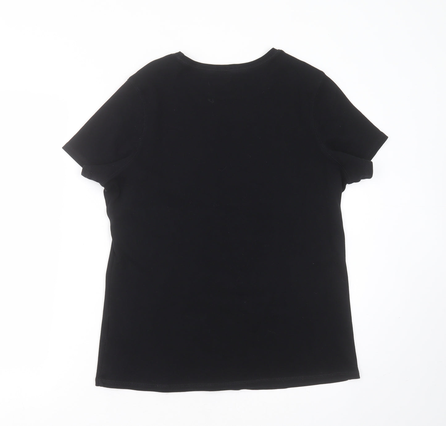 Marks and Spencer Womens Black  Cotton Basic T-Shirt Size 20 Round Neck