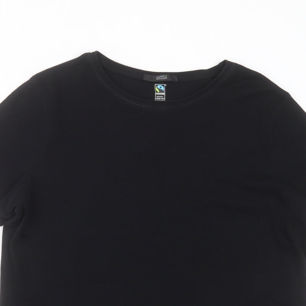 Marks and Spencer Womens Black  Cotton Basic T-Shirt Size 20 Round Neck
