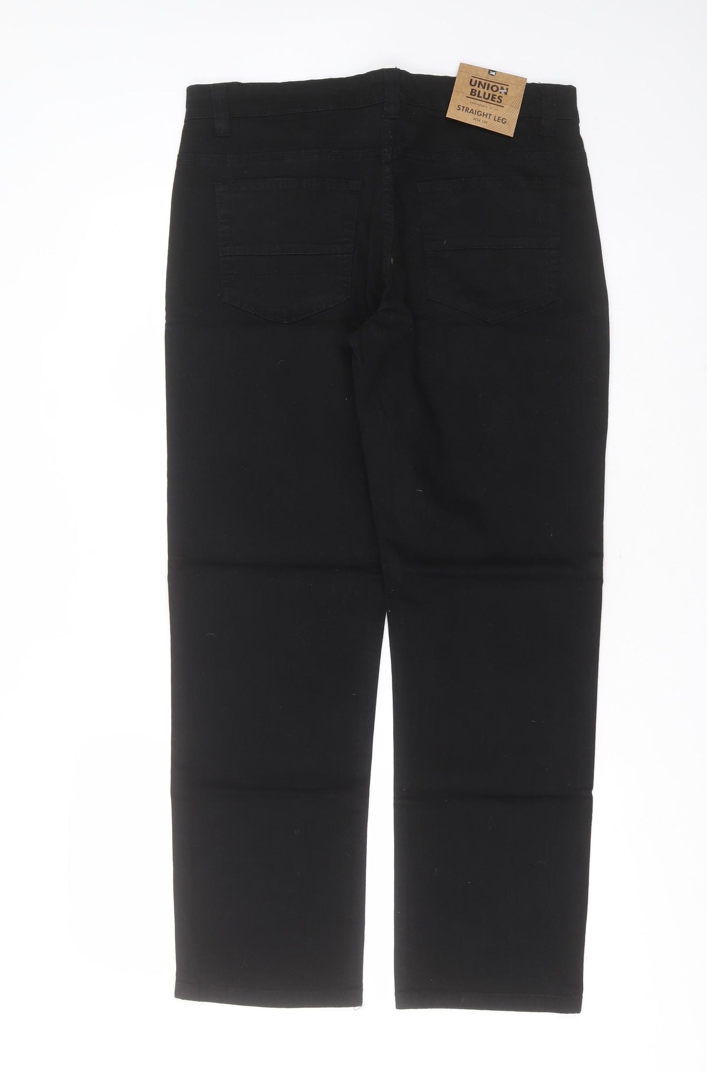 UNION BLUES Mens Black  Cotton Straight Jeans Size 34 in L29 in Regular Button