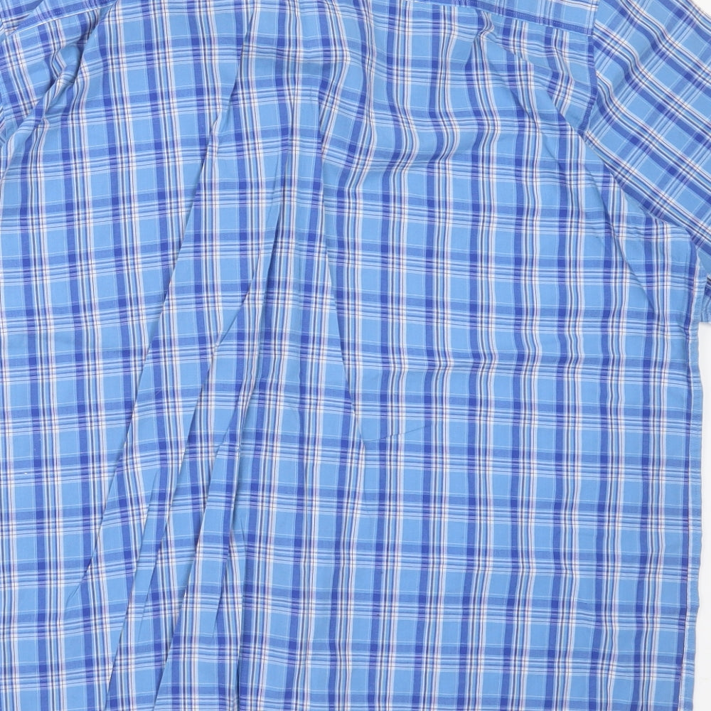 Burton Mens Blue Check Cotton  Button-Up Size XL Collared Button
