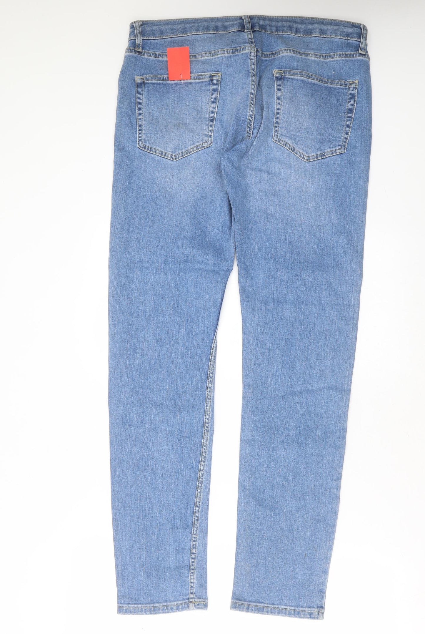 Preworn Mens Blue  Cotton Skinny Jeans Size 34 in L33 in Extra-Slim Zip