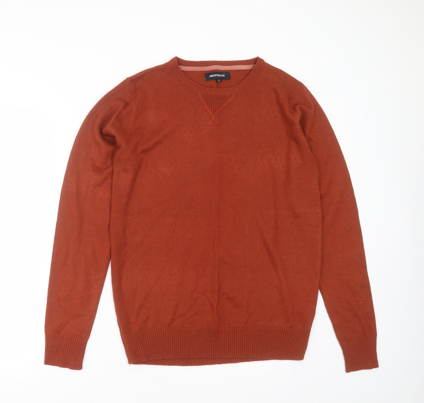 Industrialize Mens Brown Round Neck  Acrylic Pullover Jumper Size L