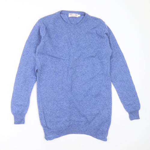 EWM Mens Blue Round Neck  Wool Pullover Jumper Size M