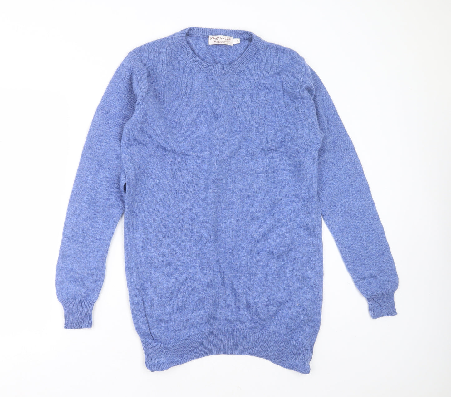 EWM Mens Blue Round Neck  Wool Pullover Jumper Size M