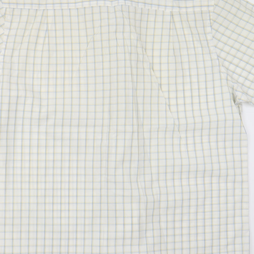 Daniel Hechter Mens Ivory Check Cotton Blend  Button-Up Size M Collared Button