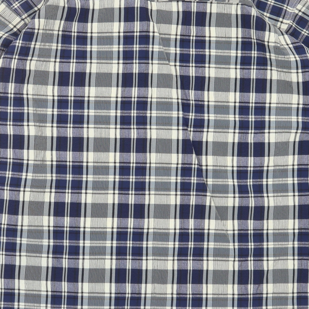 Island Republic Mens Blue Check Polyester  Button-Up Size M Collared Button