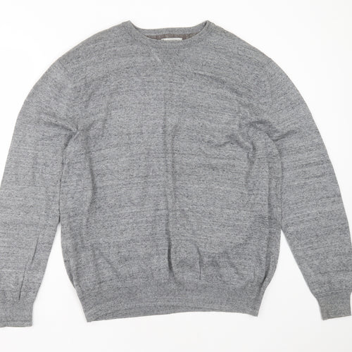 TU Mens Grey Round Neck  Cotton Pullover Jumper Size XL