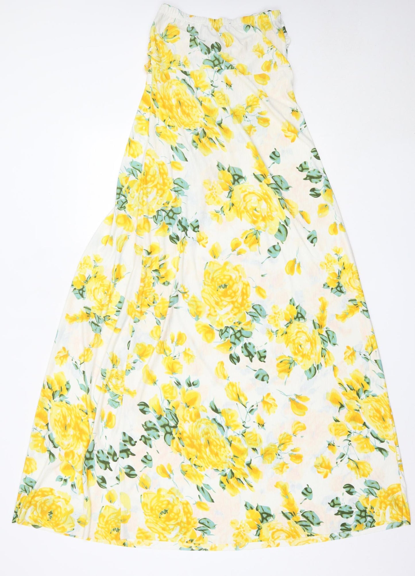 Ali Womens Yellow Floral Polyester Maxi  Size 10  Sweetheart