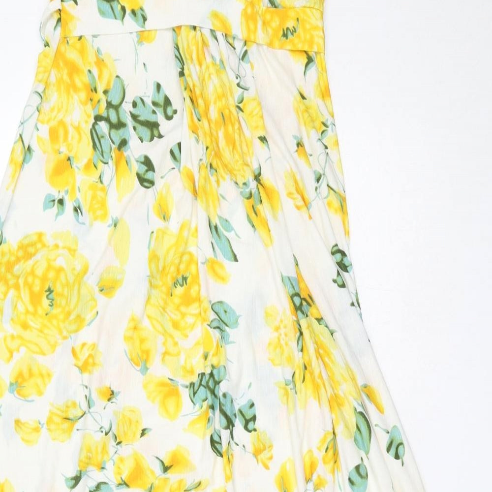 Ali Womens Yellow Floral Polyester Maxi  Size 10  Sweetheart