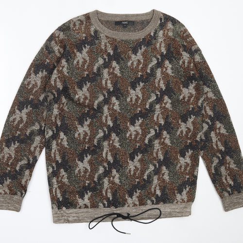 NEXT Womens Beige Round Neck Camouflage Polyester Pullover Jumper Size 10