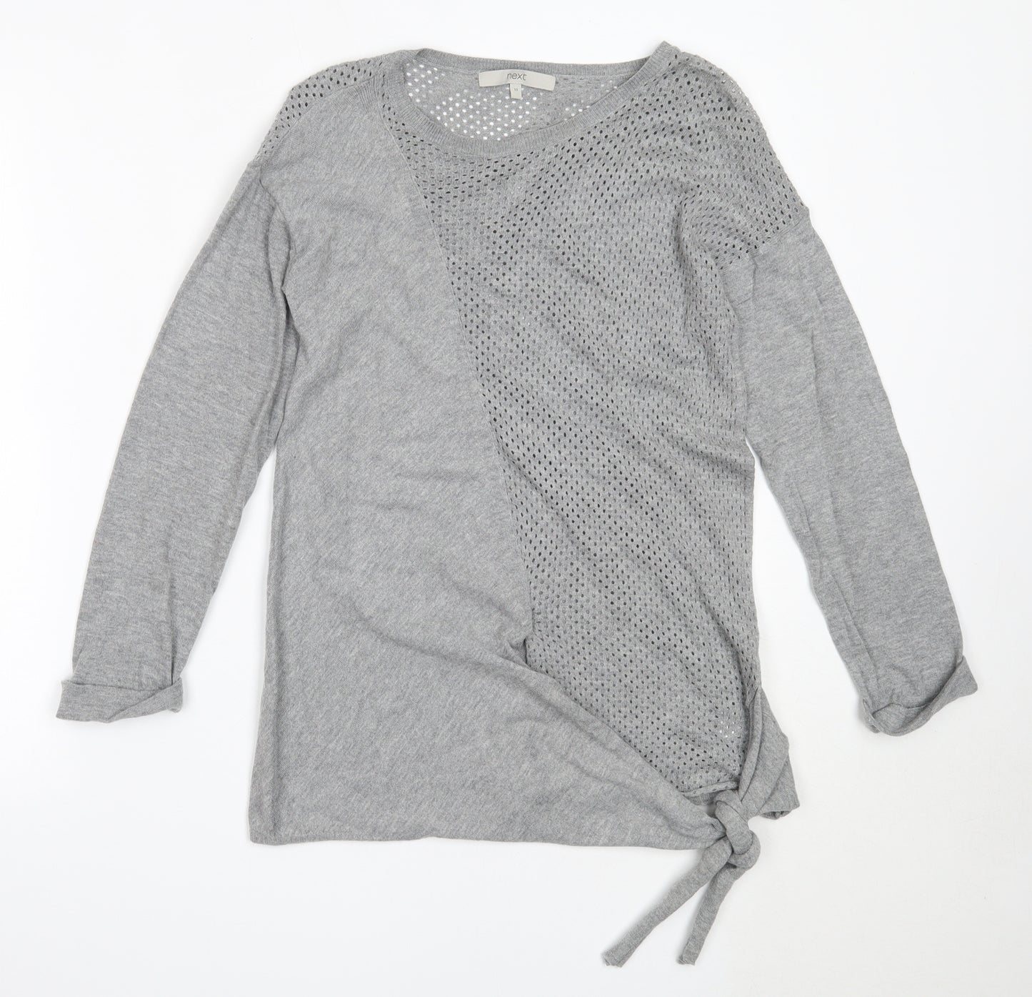 NEXT Womens Grey Round Neck  Cotton Pullover Jumper Size 10