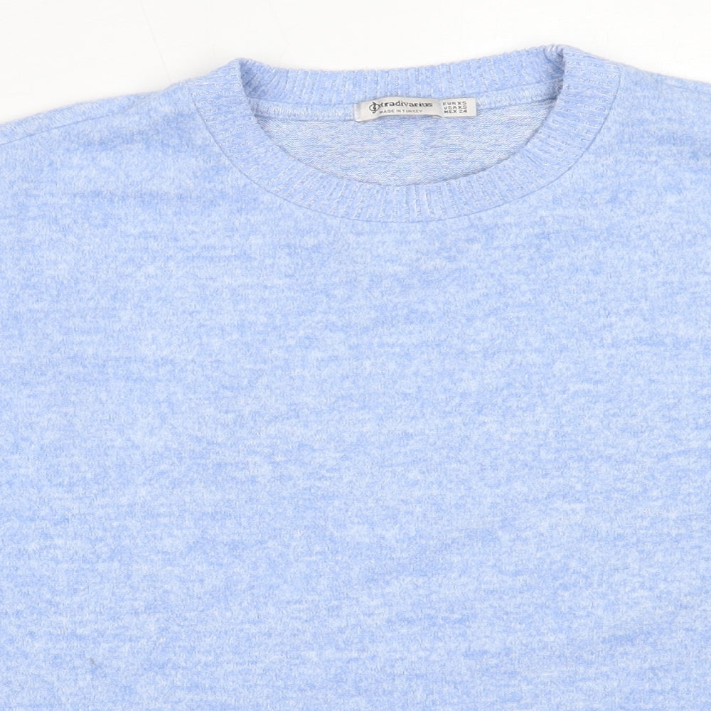 Stradivarius Womens Blue Round Neck  Viscose Pullover Jumper Size XS