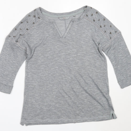 NEXT Womens Grey V-Neck  Polyester Pullover Jumper Size 12