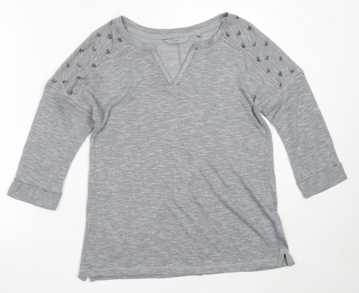 NEXT Womens Grey V-Neck  Polyester Pullover Jumper Size 12