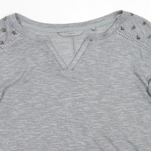 NEXT Womens Grey V-Neck  Polyester Pullover Jumper Size 12