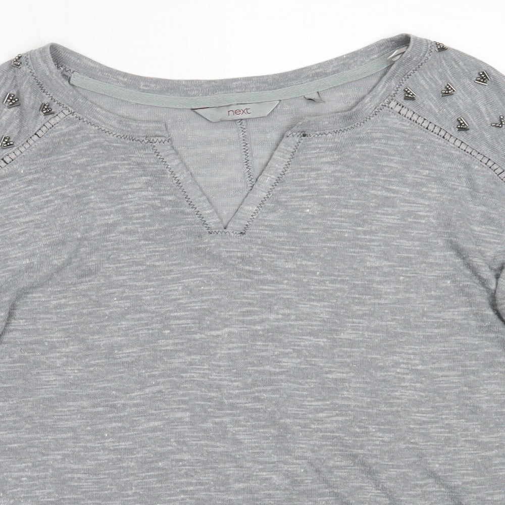NEXT Womens Grey V-Neck  Polyester Pullover Jumper Size 12