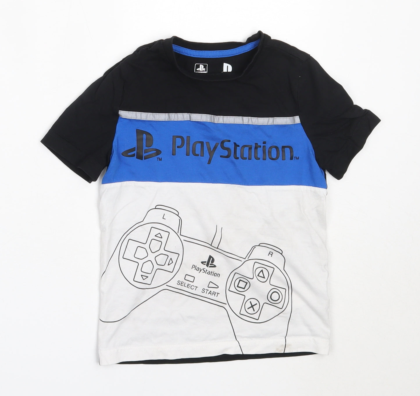F&F Boys Black  Cotton Basic T-Shirt Size 4-5 Years Round Neck  - playstation
