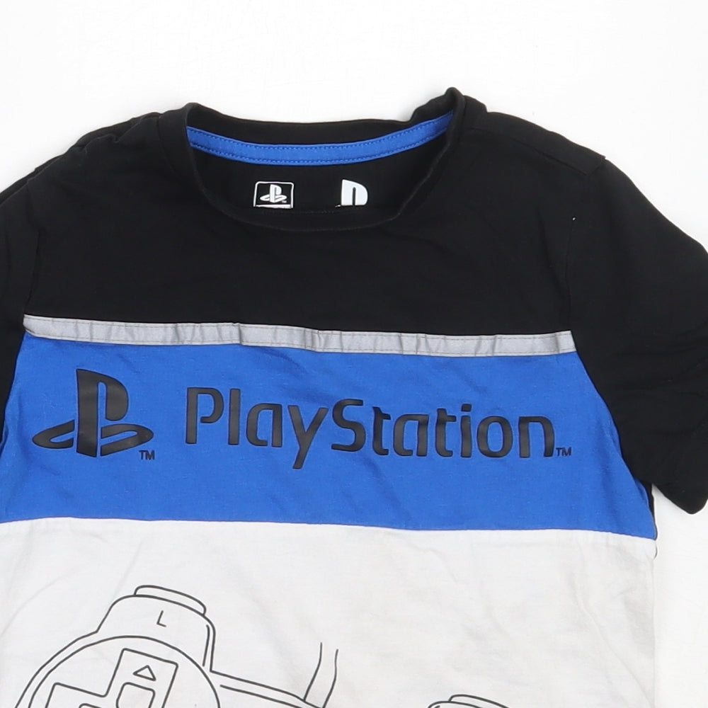 F&F Boys Black  Cotton Basic T-Shirt Size 4-5 Years Round Neck  - playstation
