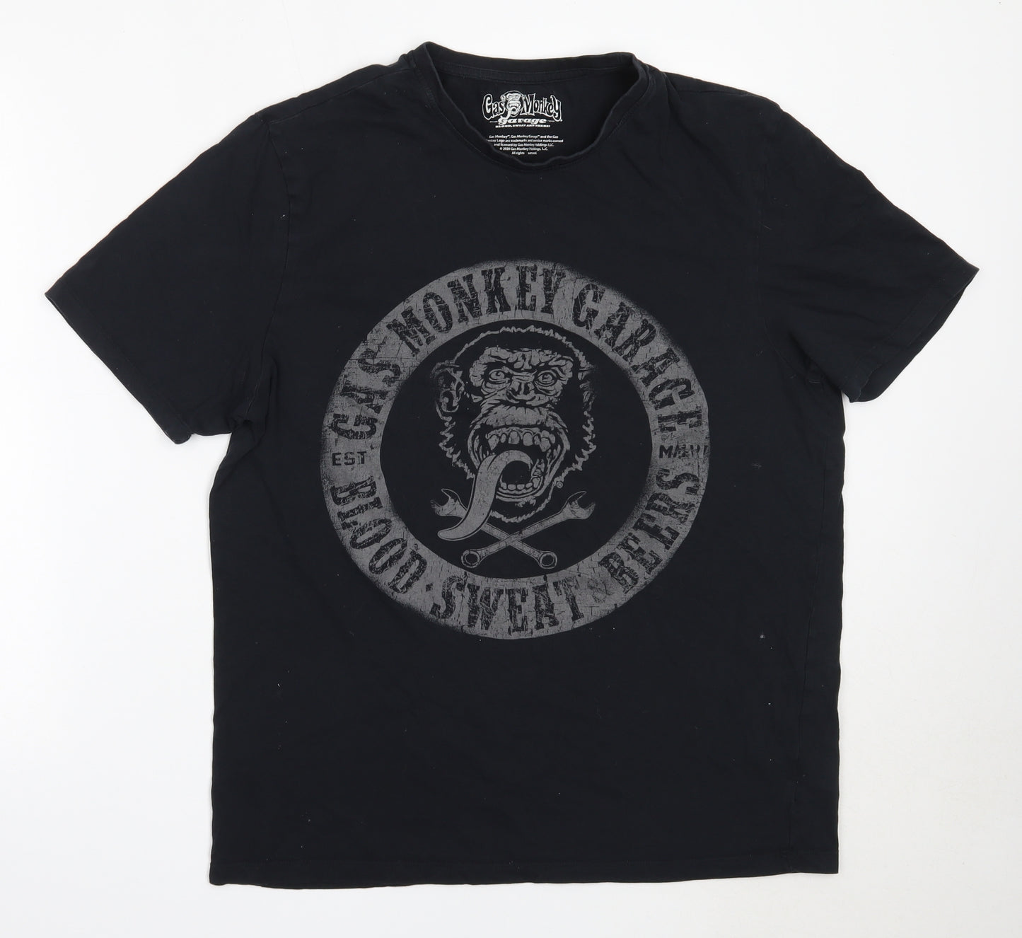 F&F Mens Black  Cotton  T-Shirt Size L Round Neck