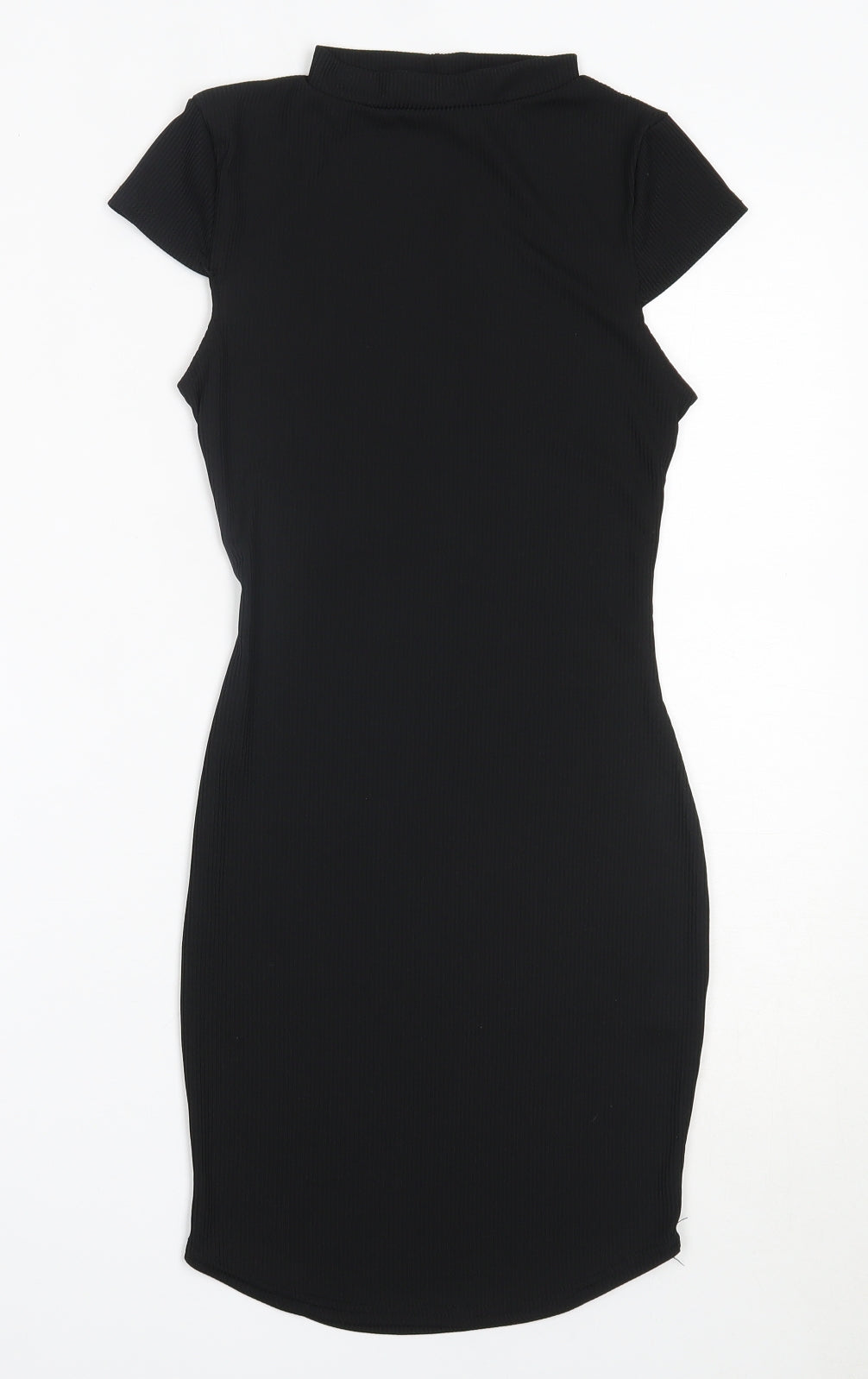 PRETTYLITTLETHING Womens Black  Polyester Bodycon  Size 8  Round Neck