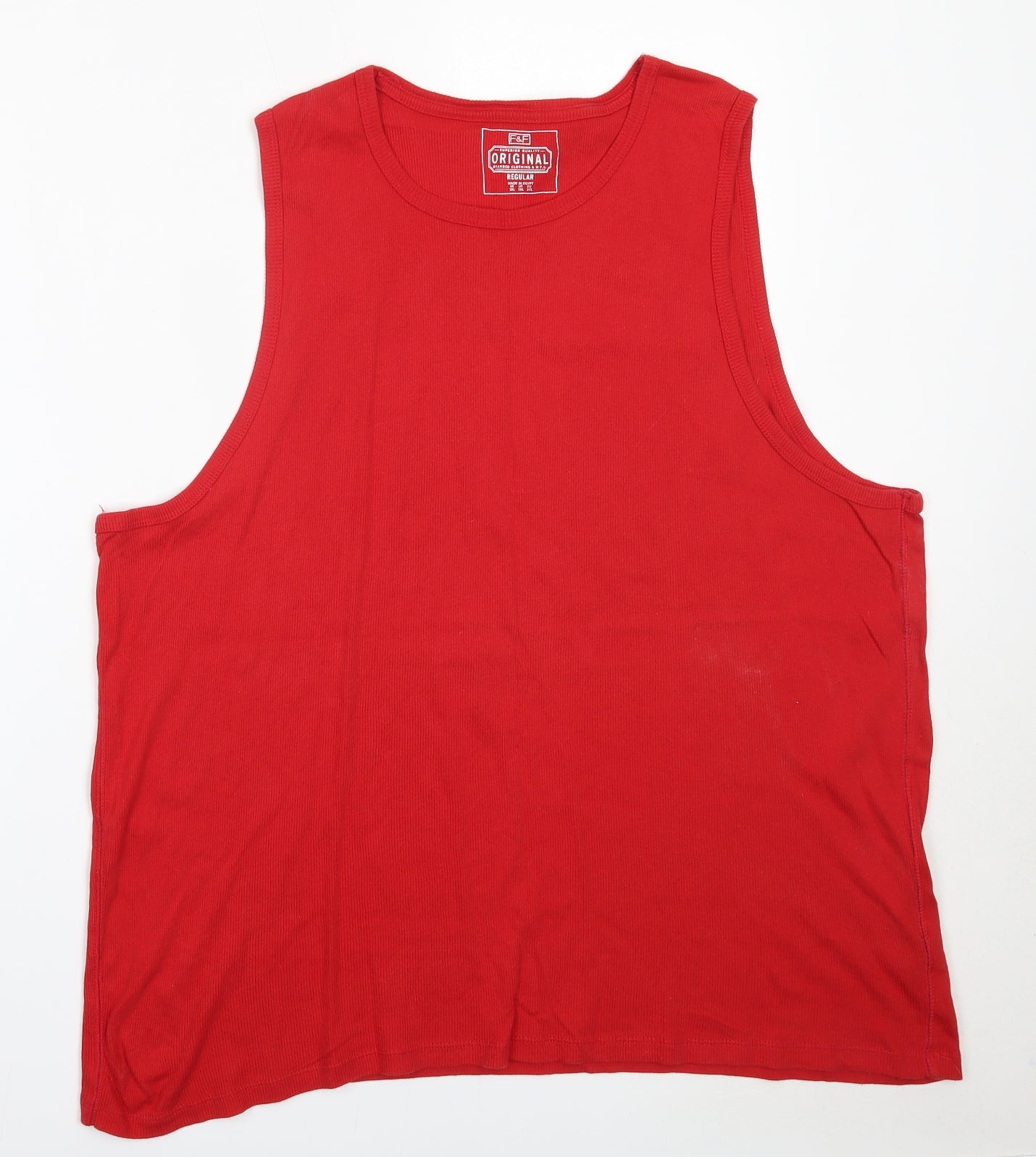 F&F Mens Red  Cotton  T-Shirt Size 3XL Round Neck