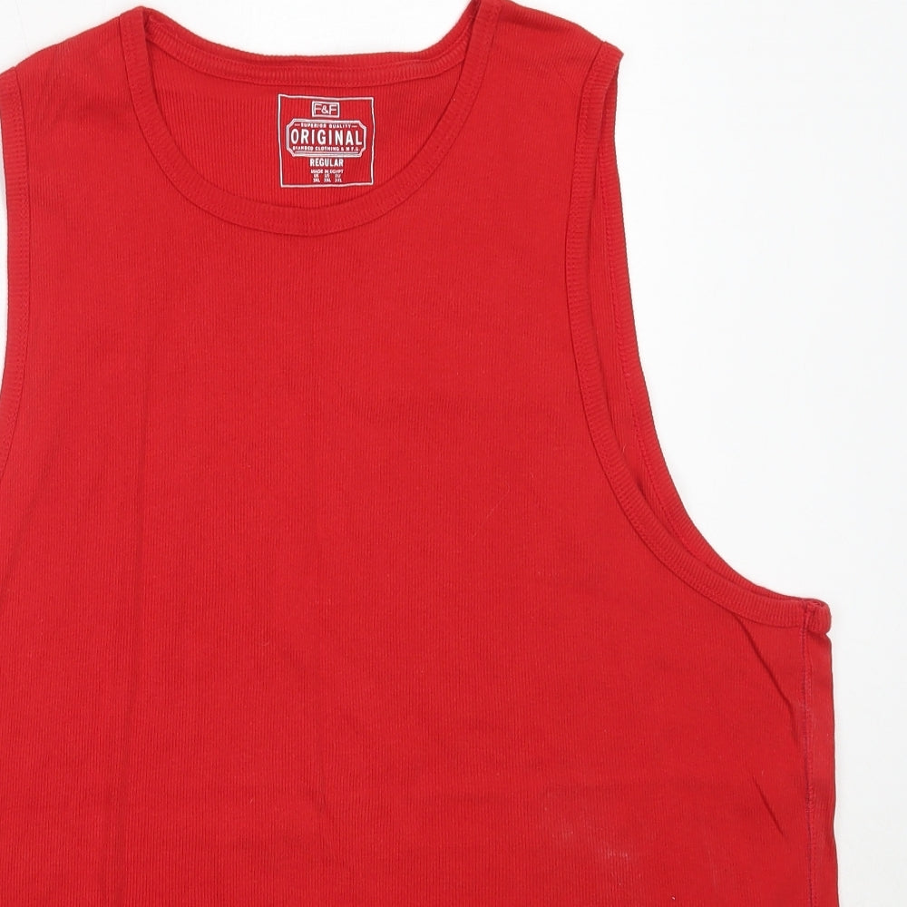 F&F Mens Red  Cotton  T-Shirt Size 3XL Round Neck