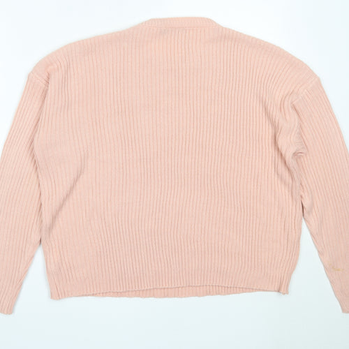 Nasty Gal Womens Pink Round Neck  Acrylic Pullover Jumper Size L
