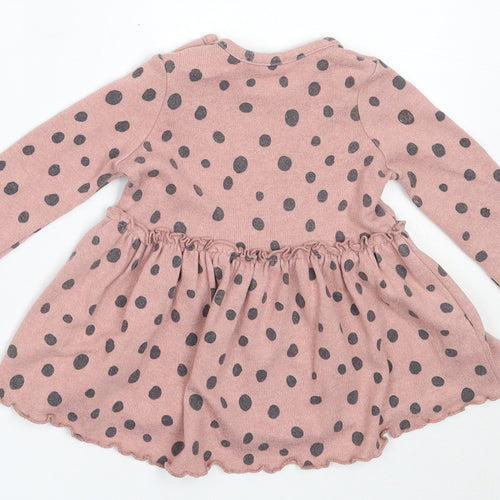George Girls Pink Polka Dot Vinyl Fit & Flare  Size 3-6 Months  Round Neck