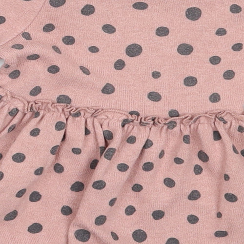 George Girls Pink Polka Dot Vinyl Fit & Flare  Size 3-6 Months  Round Neck