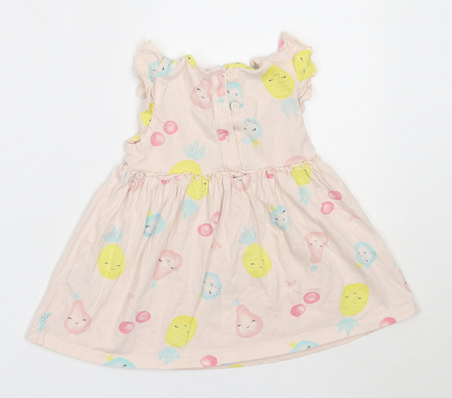 Matalan Girls Pink  Cotton Fit & Flare  Size 3-6 Months  Round Neck