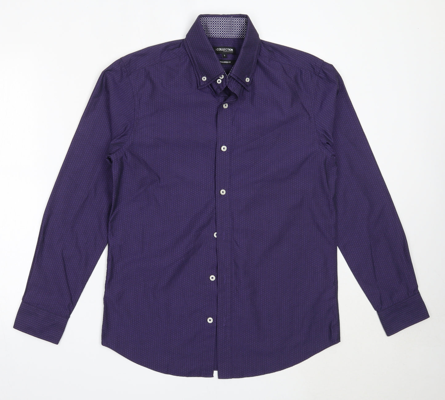 Debenhams Mens Purple  Polyester  Button-Up Size S Collared