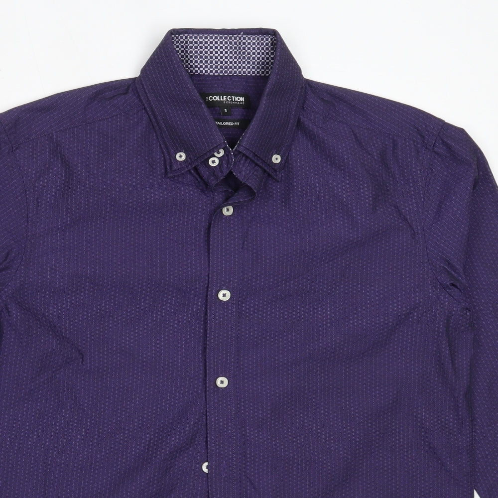Debenhams Mens Purple  Polyester  Button-Up Size S Collared