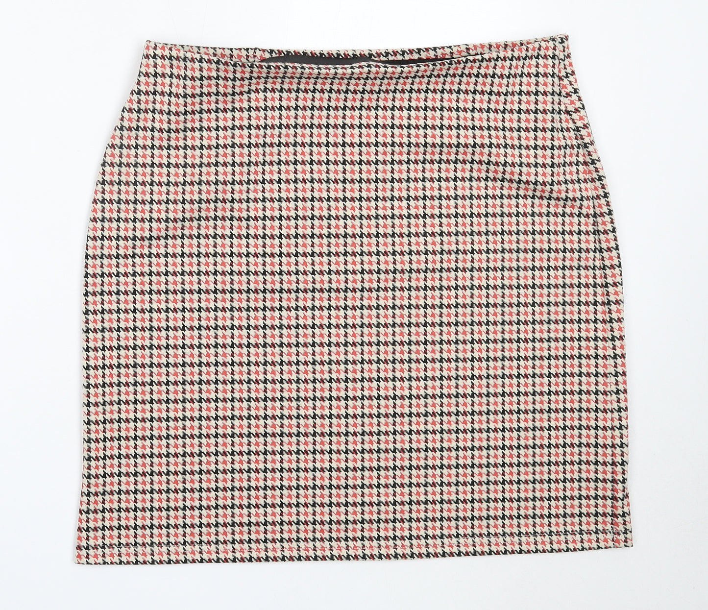 Marks and Spencer Womens Beige Houndstooth Polyester Mini Skirt Size 16