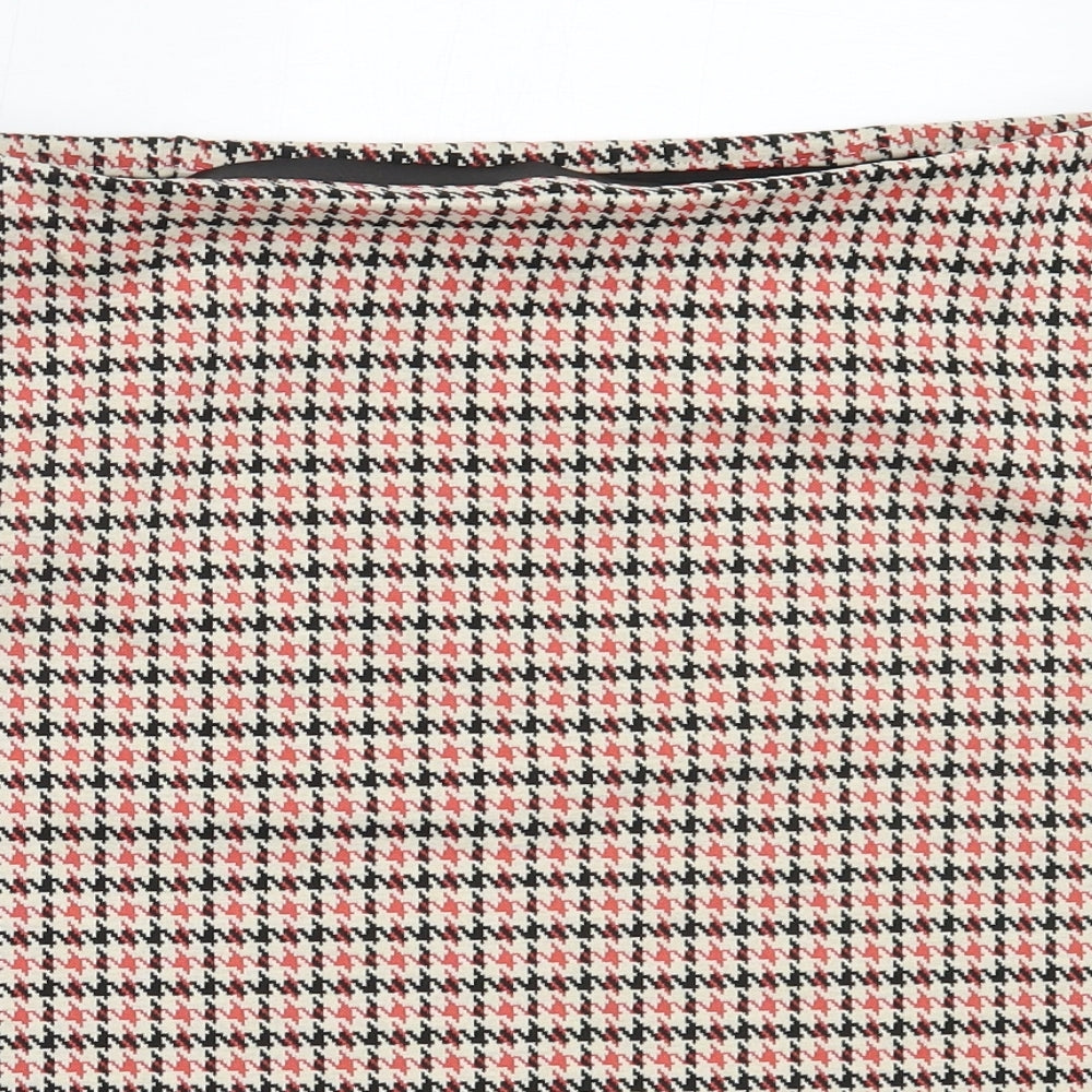 Marks and Spencer Womens Beige Houndstooth Polyester Mini Skirt Size 16
