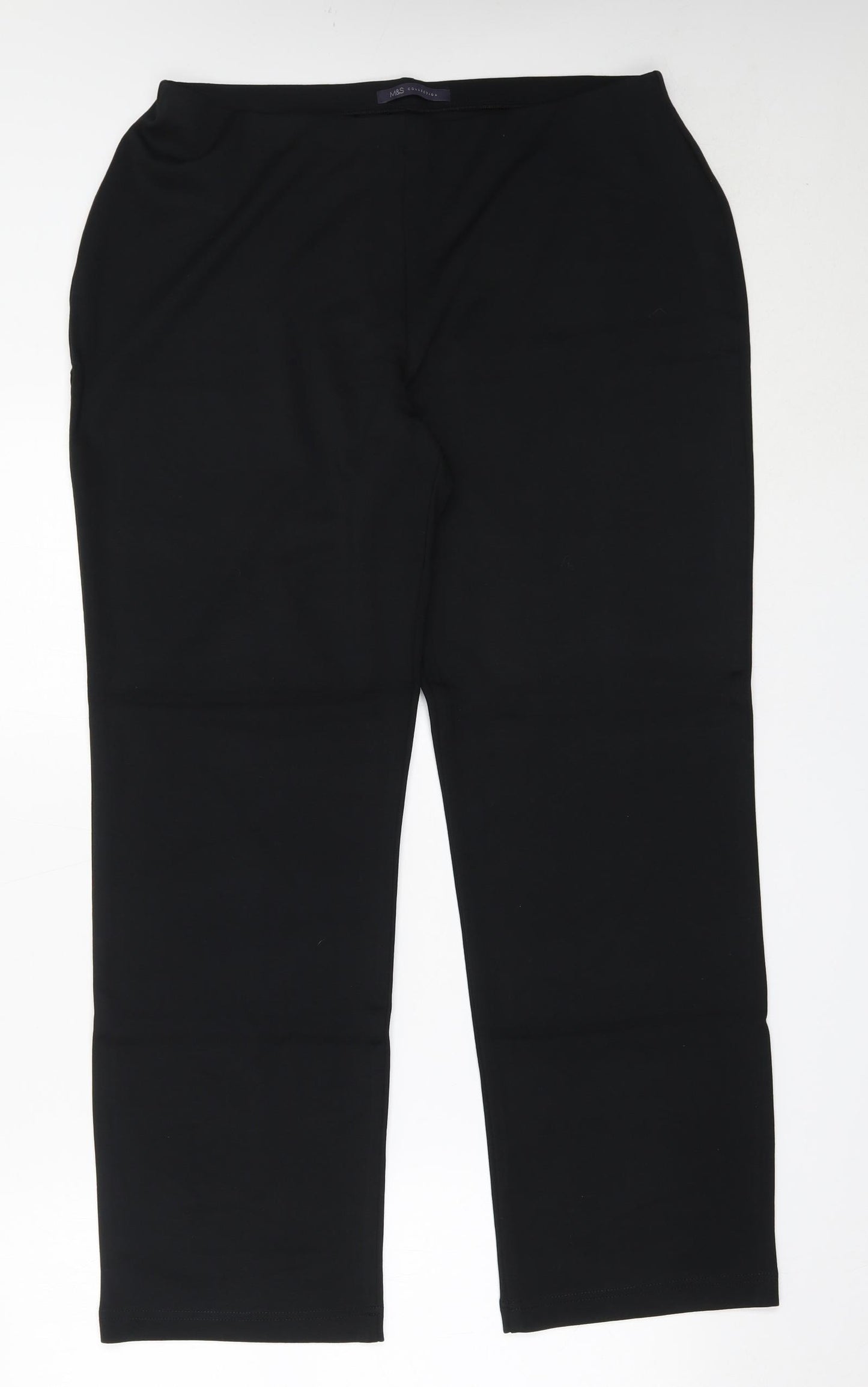 Marks and Spencer Womens Black  Viscose Trousers  Size 16 L28.5 in Regular
