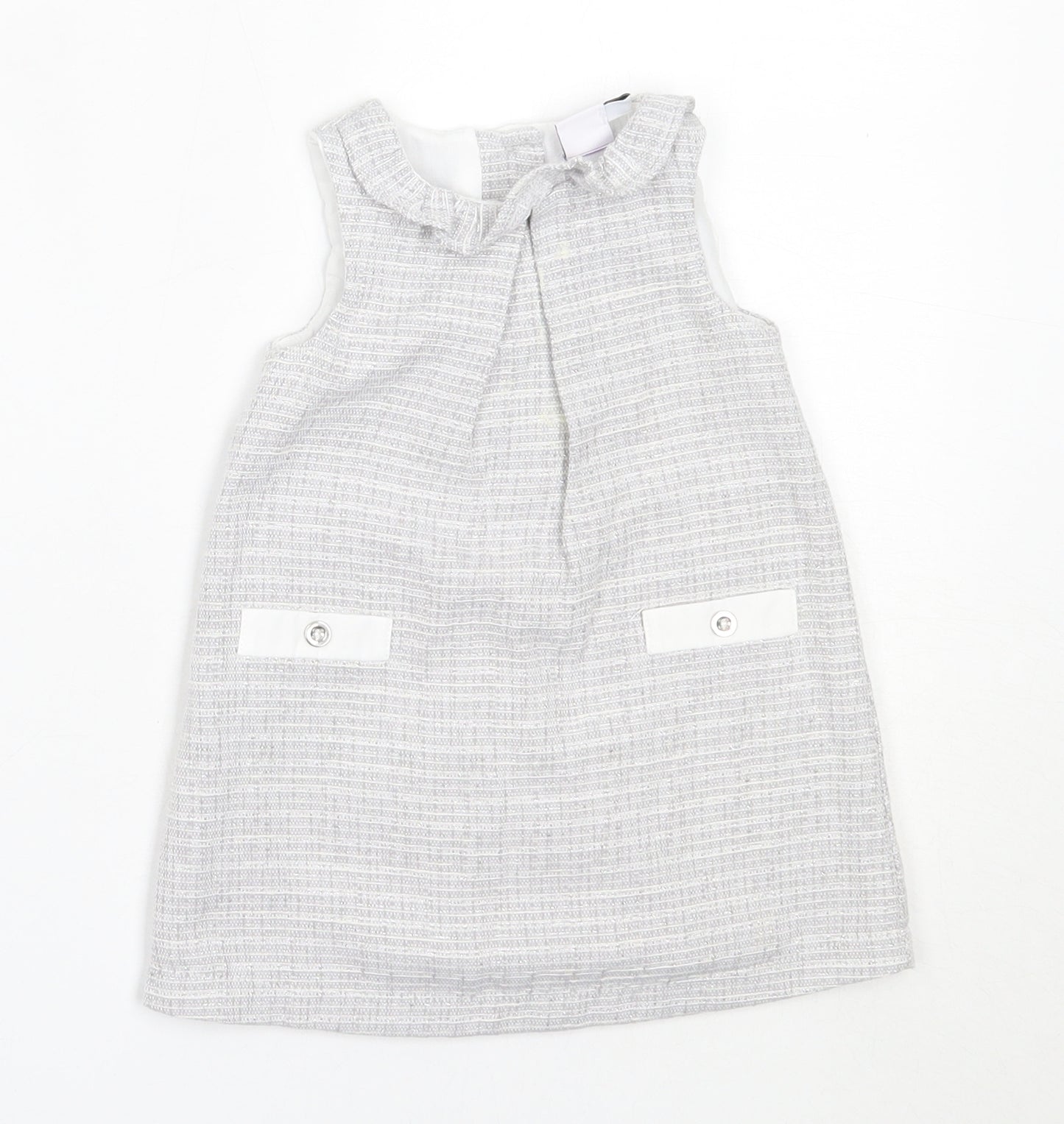 Mini Club Girls Grey  Cotton Shift  Size 3-6 Months  Round Neck