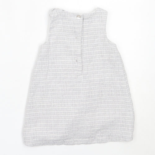 Mini Club Girls Grey  Cotton Shift  Size 3-6 Months  Round Neck