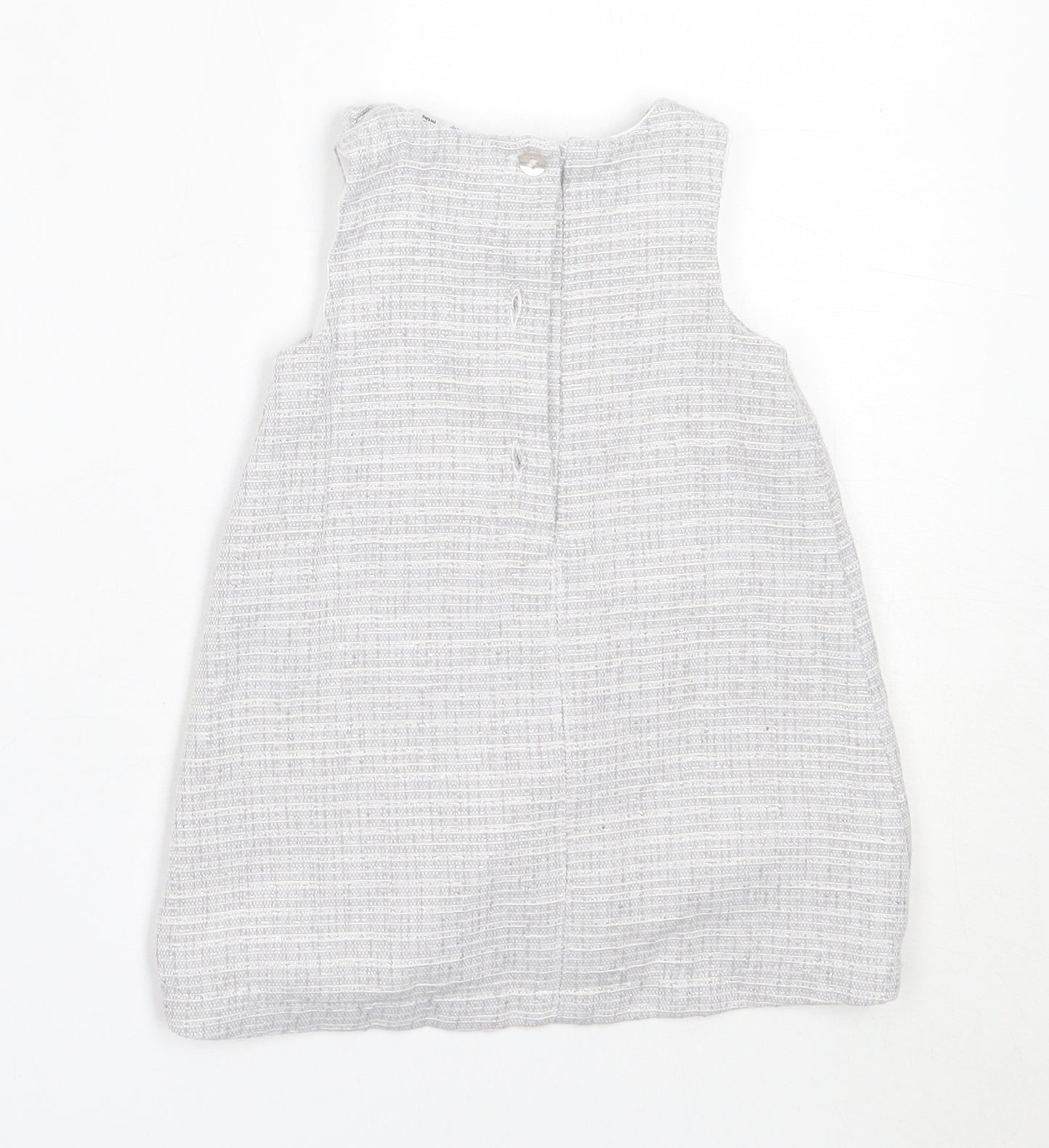 Mini Club Girls Grey  Cotton Shift  Size 3-6 Months  Round Neck