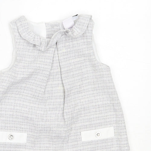 Mini Club Girls Grey  Cotton Shift  Size 3-6 Months  Round Neck